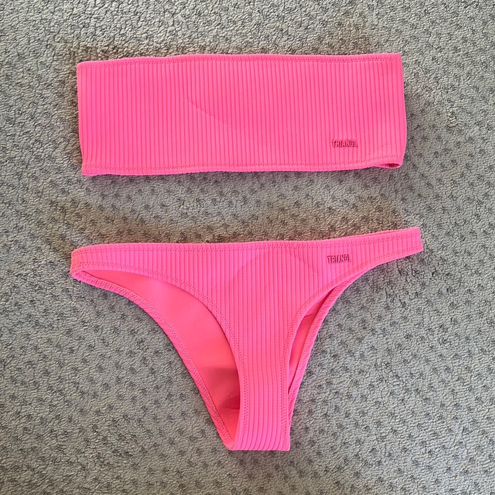 Pink triangl bathing suit